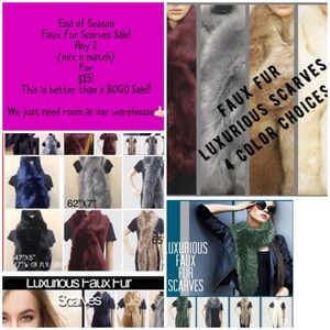 SALE!! Luxurious Faux Fur Scarves in Multiple Colors-New with Tags!